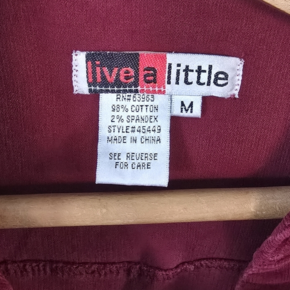 Vintage 90's Live A Little  Red Women's Corduroy  Jacket Snap Closure Sz Med - Picture 6 of 7